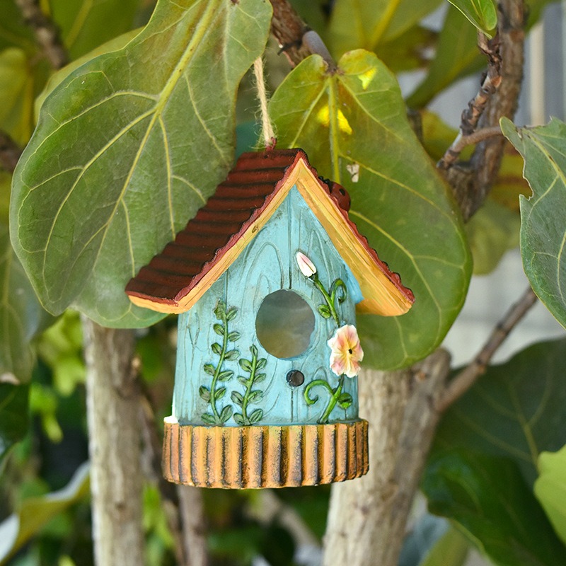 Rustic Resin Bird House Statue - Bonsai Garden Ornaments ulasan dan harga