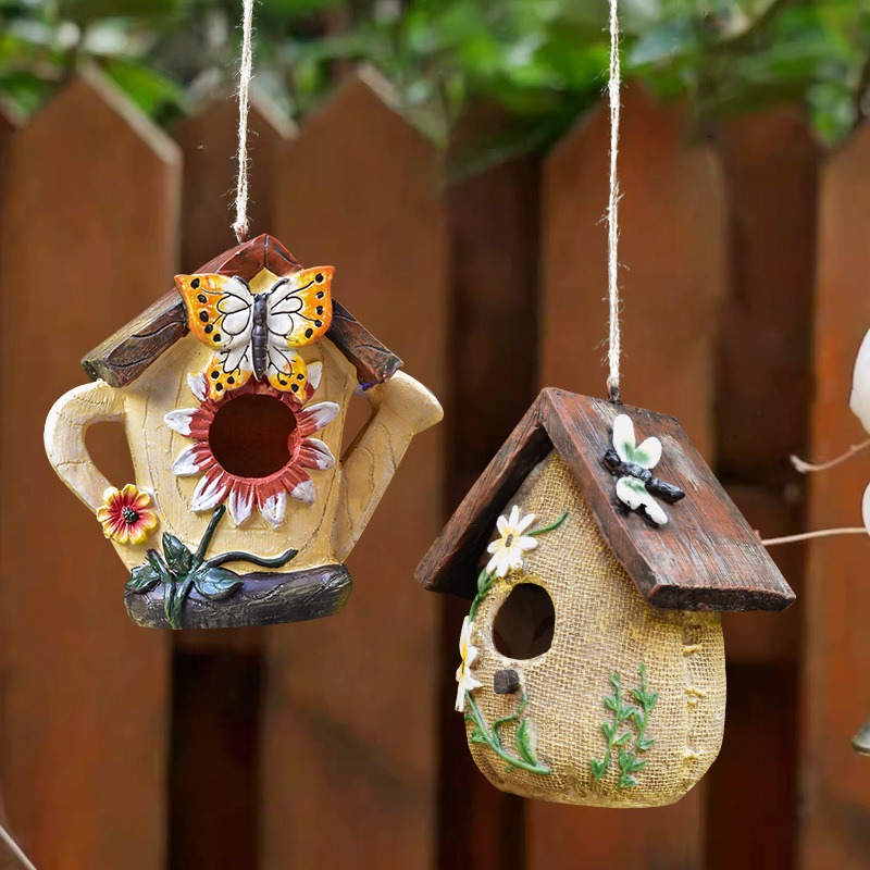 Rustic Resin Bird House Statue - Bonsai Garden Ornaments ulasan dan harga