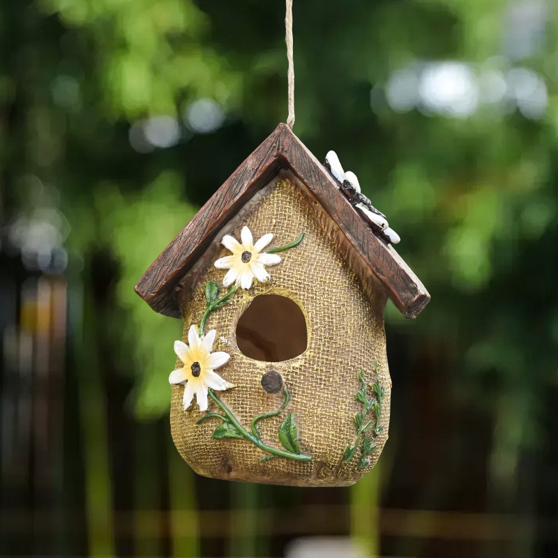 Rustic Resin Bird House Statue - Bonsai Garden Ornaments ulasan dan harga