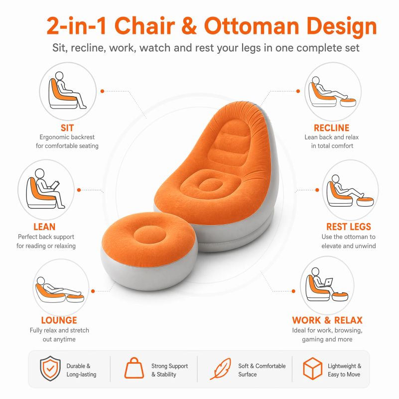 Flocking Inflatable Lazy Sofa  - Bonsai Garden Bench ulasan dan harga