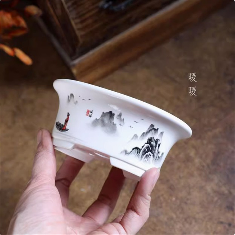 Porcelain White Oval Bonsai Po - Bonsai Garden Chinese Garden ulasan dan harga