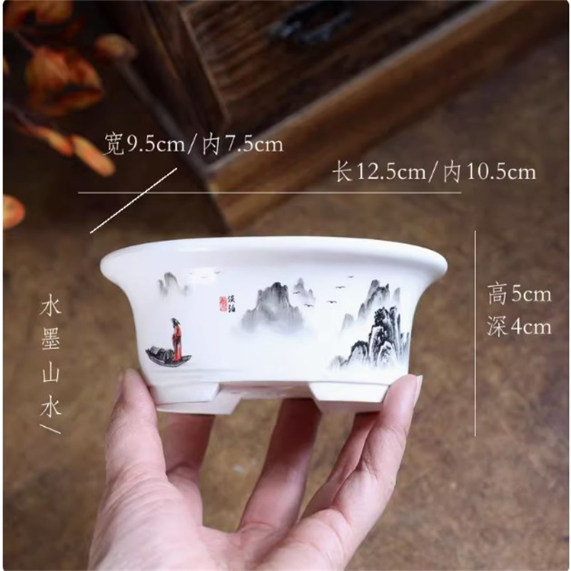 Porcelain White Oval Bonsai Po - Bonsai Garden Chinese Garden ulasan dan harga