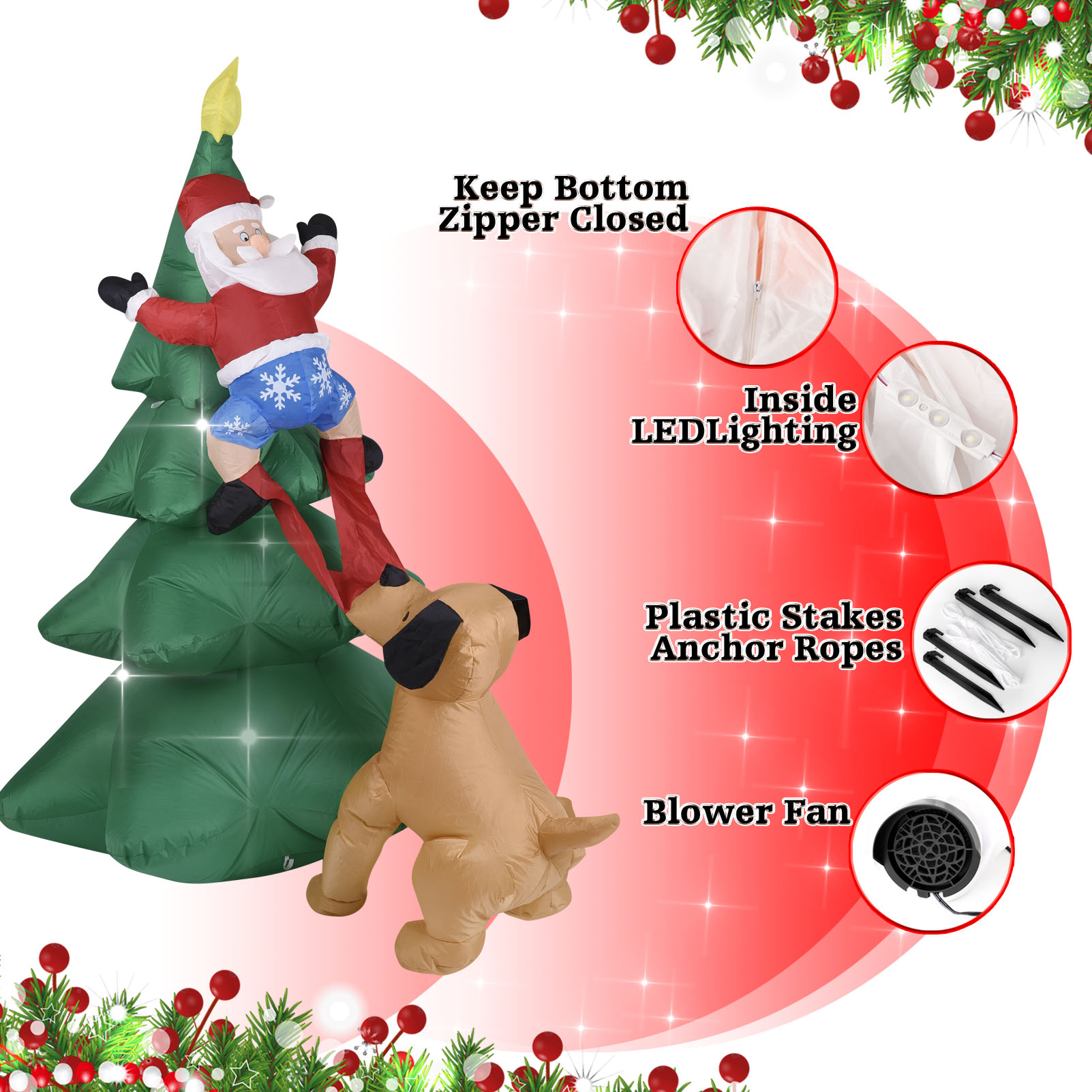 Christmas Inflatable Dog  w/Sa - Bonsai Garden Ornaments ulasan dan harga