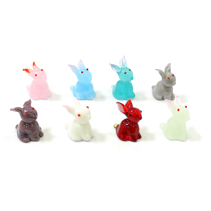 2pcs Mini Glass Bunny Figurine - Bonsai Garden Chinese Garden ulasan dan harga