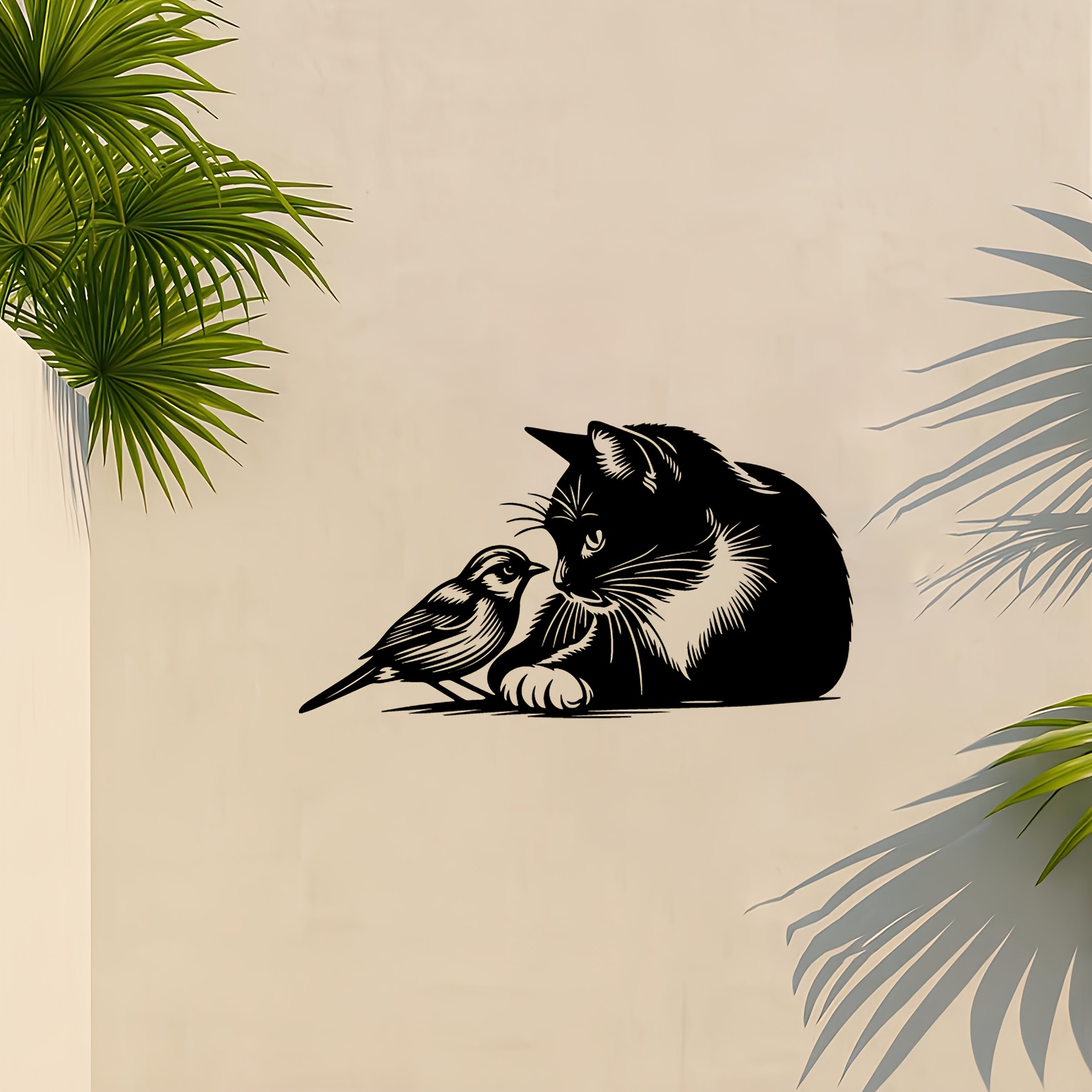 Metal Cat Bird Wall Ornament W - Bonsai Garden Ornaments ulasan dan harga